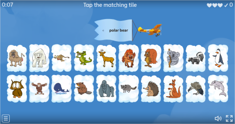Wild Animals ESL Interactive Find The Match Worksheet