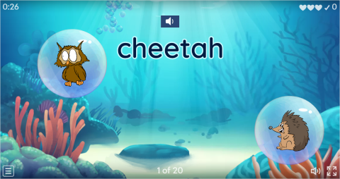 Wild Animals ESL Vocabulary Flying Fruit Game