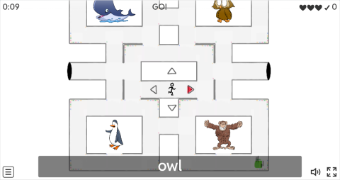 Wild Animals ESL Vocabulary Maze Chase Game