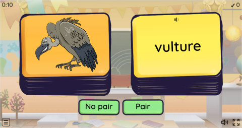 Wild Animals ESL Pair or No Pair Worksheet