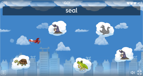 Wild Animals ESL Vocabulary Airplane Game