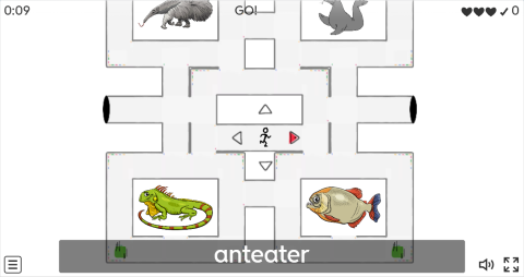 Wild Animals ESL Vocabulary Maze Chase Game