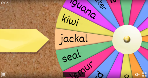 Wild Animals ESL Interactive Spin The Wheel Worksheet
