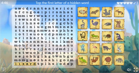 Wild Animals ESL Interactive Wordsearch Puzzle