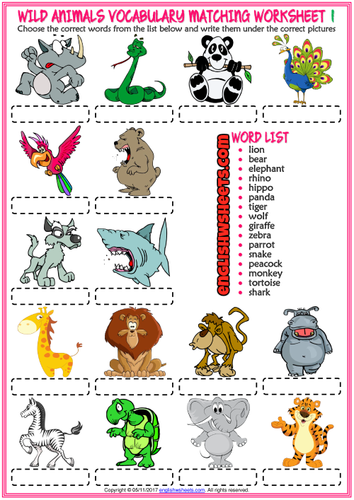 wild-animals-esl-vocabulary-matching-exercise-worksheets