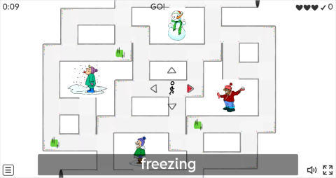 Winter ESL Vocabulary Maze Chase Game