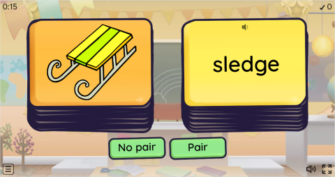 Winter ESL Vocabulary Pair or No Pair Worksheet