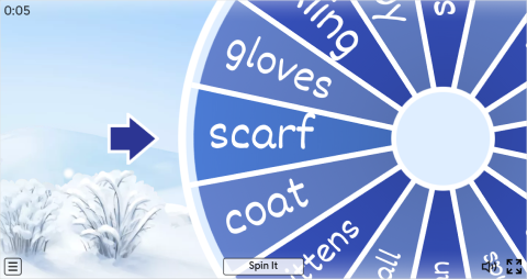 Winter ESL Interactive Spin The Wheel Worksheet