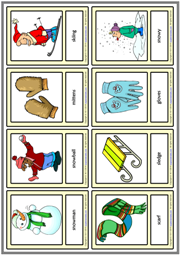 Winter ESL Printable Vocabulary Learning Cards For Kids