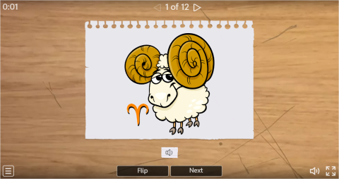 Zodiac Signs ESL Interactive Vocabulary Flashcards