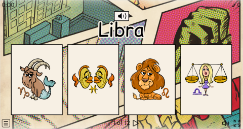 Zodiac Signs ESL Interactive Vocabulary Quiz