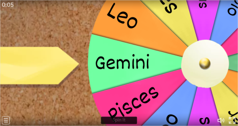 Zodiac Signs ESL Interactive Spin The Wheel Worksheet